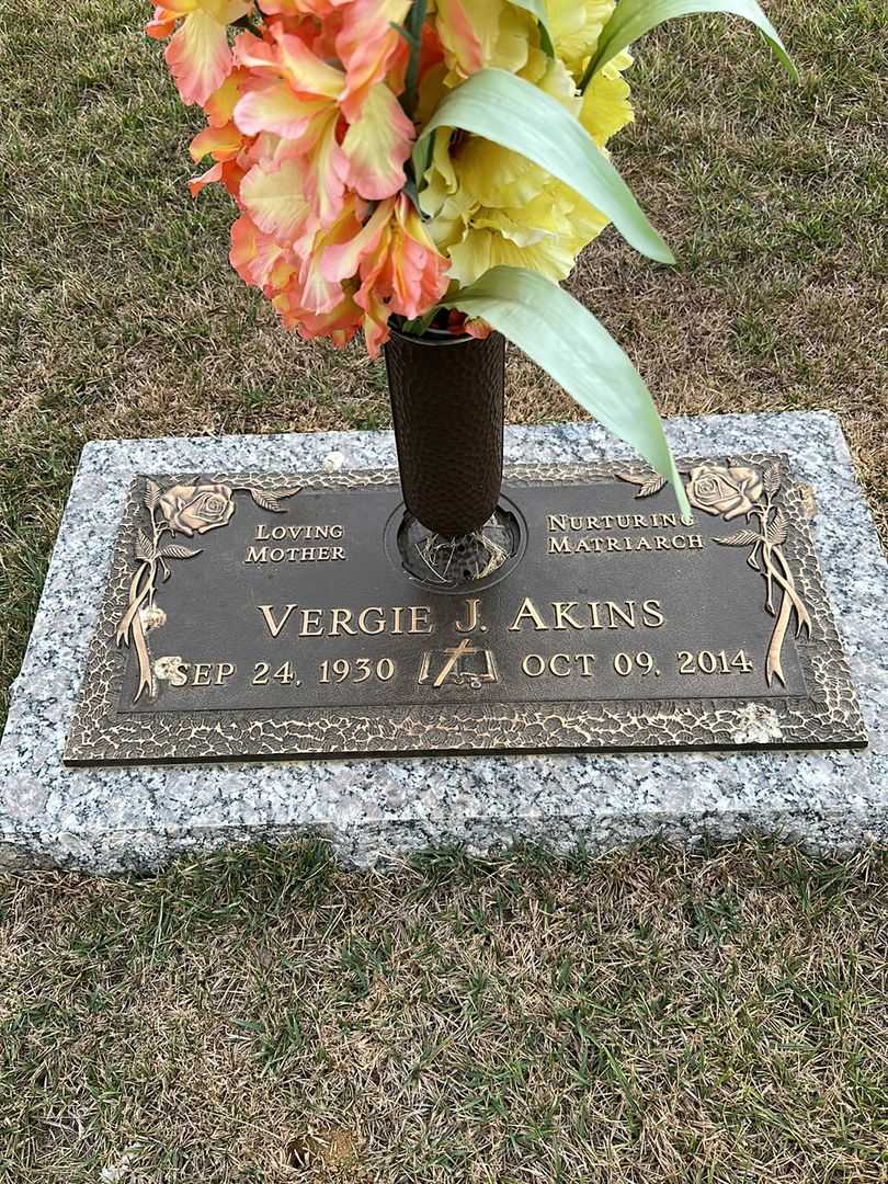 Vergie Jenette Akins's grave. Photo 1