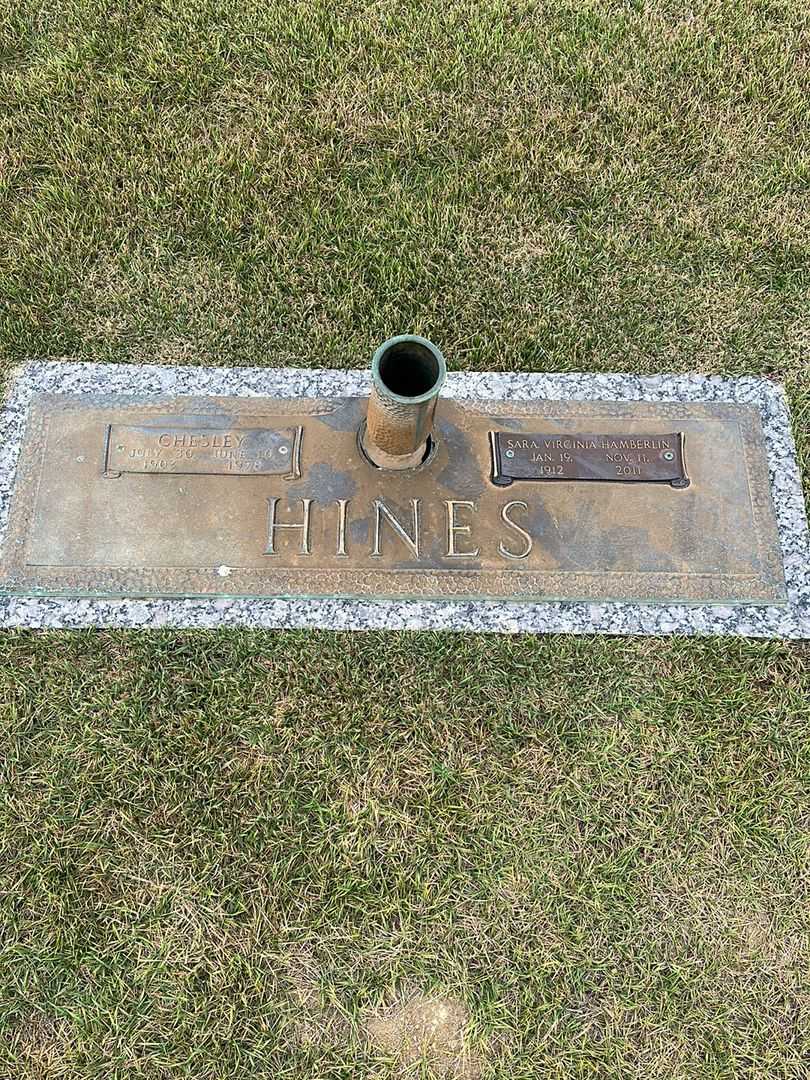 Sara Virginia Hamberlin Hines's grave. Photo 1