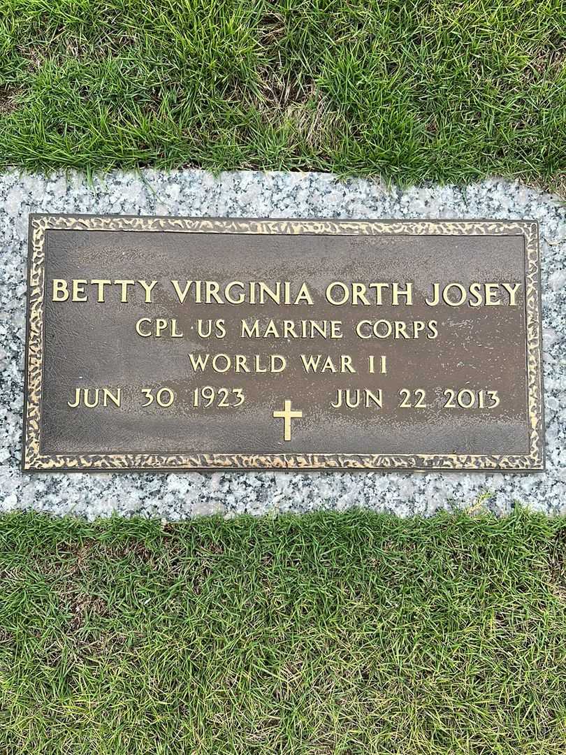Betty Virginia Orth Josey's grave. Photo 3